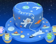 Space Cake - Our Space Set decorates this otherworldy party cake!